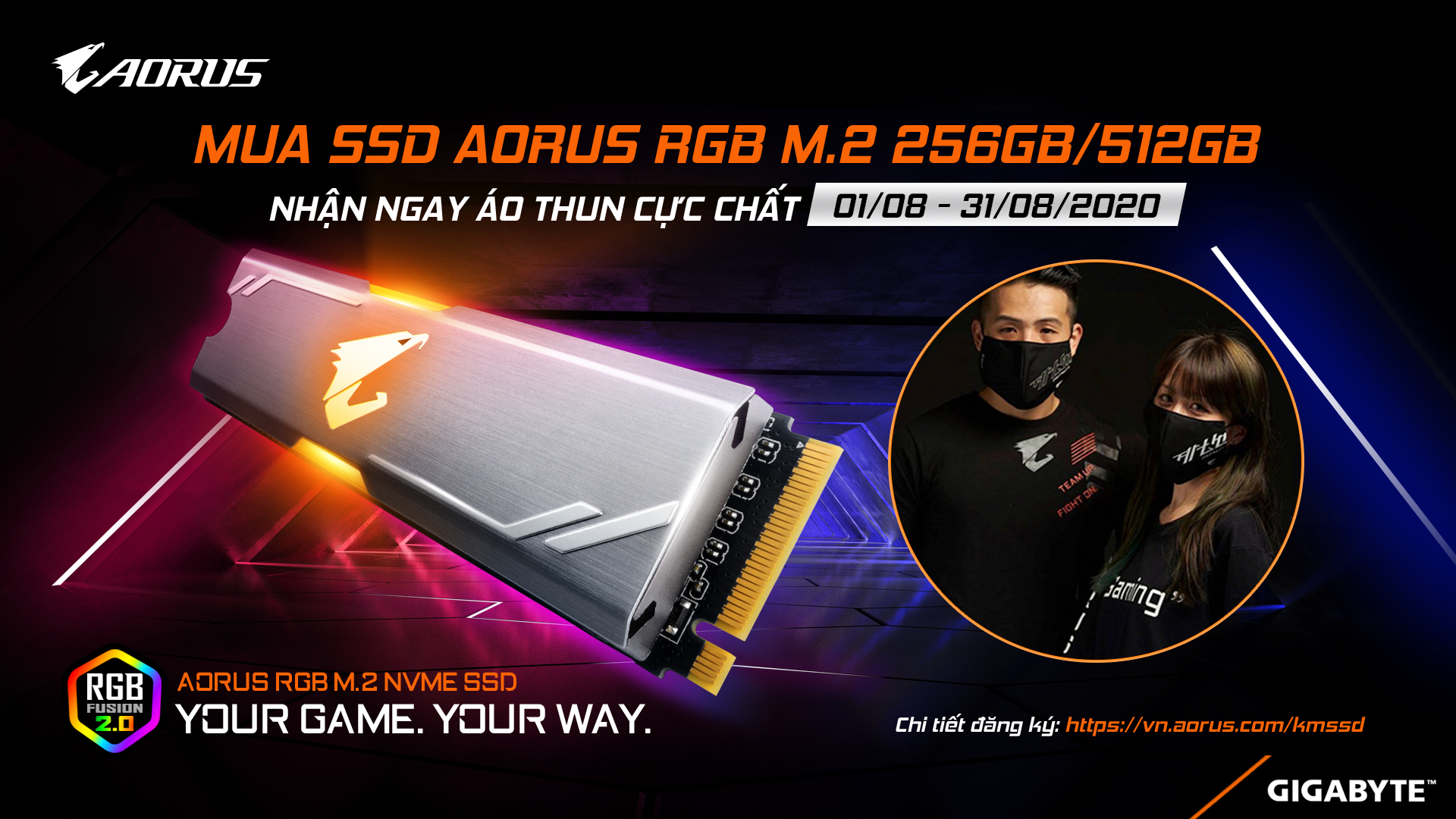 MUA SSD AORUS RGB M2 256GB / 512GB - NHẬN ÁO THUN CỰC CHẤT