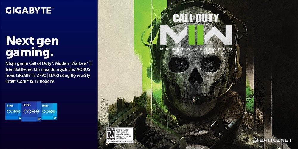 Nhận game Call of Duty®: Modern Warfare® II khi mua Combo Intel CPU & Bo mạch chủ GIGABYTE AORUS Z790/ B760